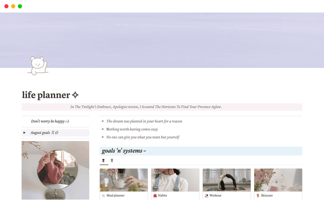 Life planner | Dashboard